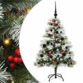 vidaXL Umelý vianočný stromček Zelená a biela 120 cm PVC, kov a plast