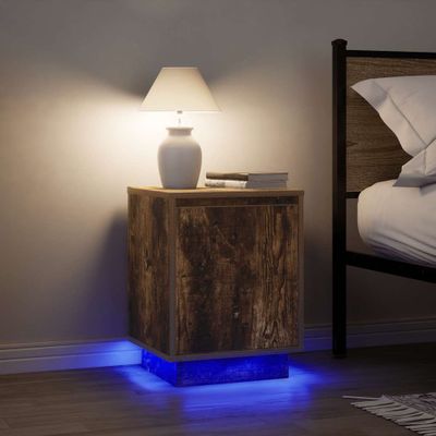 vidaXL Nočné skrinky s LED osvetlením 2 ks Dub dymový 38x34x50 cm