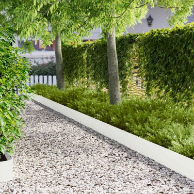 vidaXL Obrubník trávnika 30 ks 102 x 15 x 4 cm Oceľ Biela