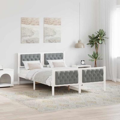 vidaXL Rám postele Svetlosivá 140 x 190 cm Masívne borovicové drevo