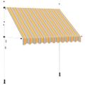 vidaXL Ručne zaťahovacia markíza, 250 cm, žlto-modré pásiky