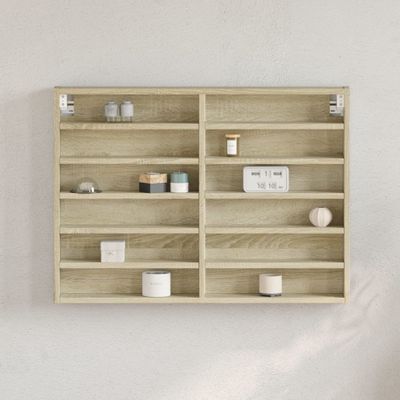 vidaXL Vitrína dub sonoma 80x8,5x58 cm kompozitné drevo