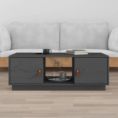 vidaXL Konferenčný stolík sivý 100x50x35 cm borovicový masív