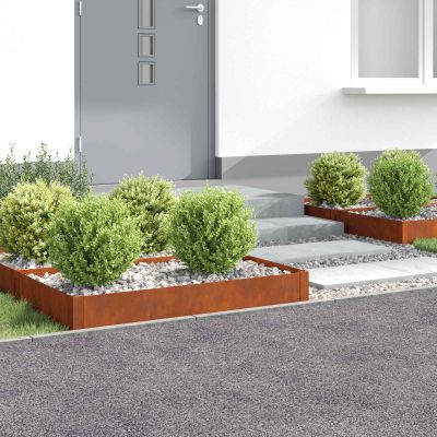 vidaXL Obrubník trávnika 4 ks 100 x 60 x 20 cm Oceľ Hrdzavý