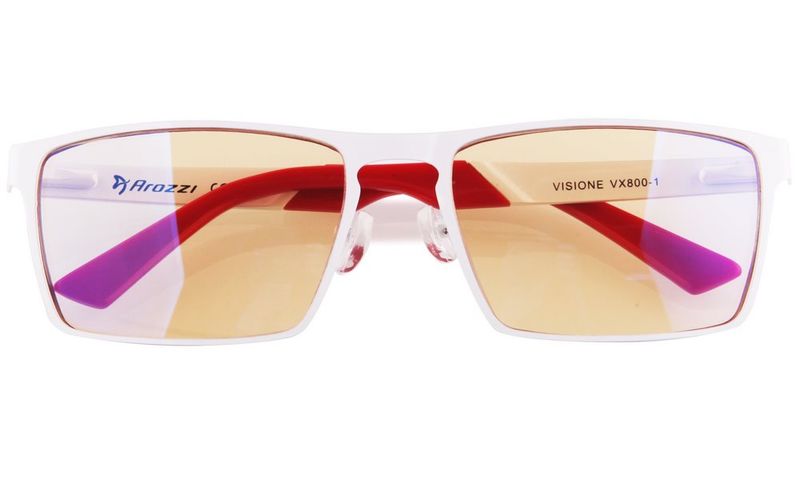 AROZZI herné brýle VISIONE VX-800 Biela/ červené obrúčky/ jantárové sklá Brýle, herné, červené obrúčky, jantárové sklá