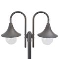 vidaXL Záhradná stĺpová lampa E27 220 cm hliníková 2-lampáše bronzová