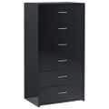 vidaXL Komoda so 6 zásuvkami lesklá čierna 50x34x96cm kompozitné drevo