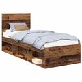 vidaXL Rám postele Staré drevo 75 x 190 cm Masívne borovicové drevo