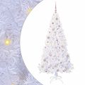 vidaXL Umelý vianočný stromček s 300 LED-i Biela 180 cm PVC a oceľ