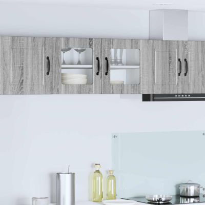 vidaXL Nástenný sklenený kabinet PORTO Sivý Sonoma 80 x 31 x 40 cm