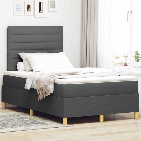 vidaXL Posteľ s pružinovým rámom Tmavo šedá 120 x 200 cm látka