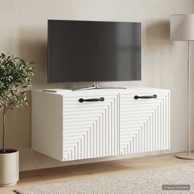vidaXL Nástenná TV skrinka Biela s vysokým leskom 59,5 x 41 x 30 cm