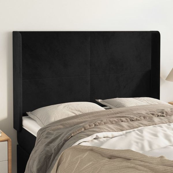 vidaXL Čelo postele so záhybmi čierne 147x16x118/128 cm zamat