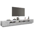 vidaXL TV skrinka s LED svetlami betónovo-sivá 300x35x40 cm
