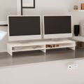 vidaXL Stojan na monitor biely 100x24x13 cm masívna borovica