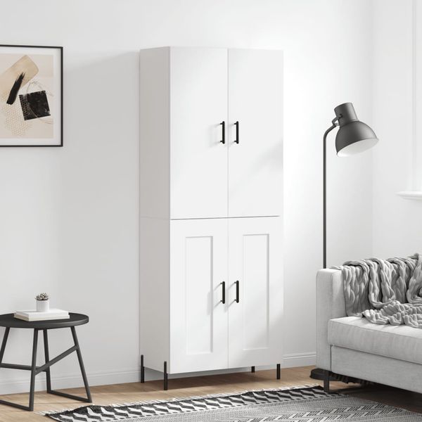 vidaXL Vysoká skrinka lesklá biela 69,5x34x180 cm spracované drevo