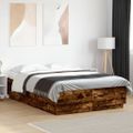 vidaXL Posteľný rám s LED svetlami dymový dub 150x200 cm kompoz. drevo