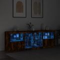 vidaXL Komoda s LED svetlami dymový dub 202x37x67 cm