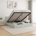 vidaXL Ottoman posteľ s matracom a LED Svetlosivá 140 x 190 cm Zamat