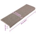 vidaXL Schodové rohože 15 ks 65x21x4 cm tmavobéžové s obdĺžnikovým okrajom