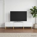 vidaXL TV skrinka Biela s vysokým leskom 147 x 34,5 x 30 cm