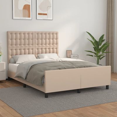 vidaXL Posteľný rám s čelom kapučínový 140x200 cm umelá koža