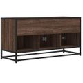 vidaXL TV skrinka hnedý dub 100x35x50 cm kompozitné drevo a kov