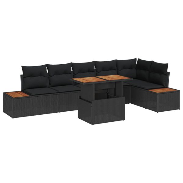 vidaXL Záhradný jedálenský set s vankúšom 7 pcs Čierna a Hnedá