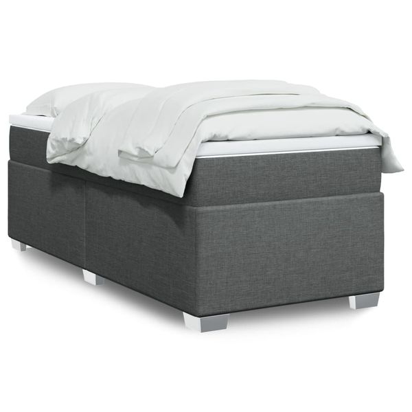 vidaXL Posteľný rám boxsping s matracom tmavosivý 80x200 cm látka