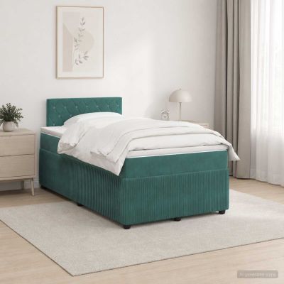 vidaXL Posteľ boxspring s matracom Tmavozelená 120 x 200 cm Zamat