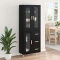 vidaXL Highboard Čierny dub 69,5 x 34 x 180 cm Kompozitné drevo