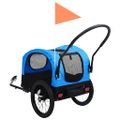 vidaXL Vozík pre domáce zvieratá na bicykel/beh 2-v-1, modro čierny