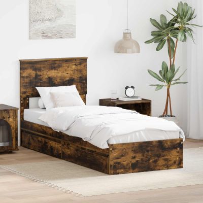 vidaXL Úložná posteľ Dymová dub 75 x 190 cm Kompozitné drevo