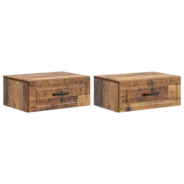 vidaXL Nástenná nočná skrinka 2 pcs Staré drevo 49 x 34,5 x 20 cm