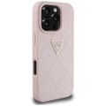 Puzdro Guess Hardcase PU s lisovaným vzorom a kovovým trojuholníkom 4G pre iPhone 16 Pro Max 6,9" ružové