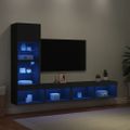 vidaXL 4-dielne TV nástenné skrinky s LED čierne kompozitné drevo
