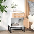 vidaXL Nočný stolík biely 40x30x55,5cm kompozitné drevo a železo