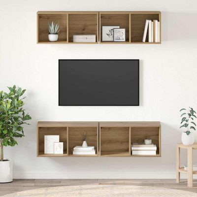 vidaXL Zostava TV skriniek 4 pcs Remeselný dub 37 x 37 x 72 cm