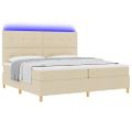 vidaXL LED box s pružinami s čelnou doskou Krémová 200 x 200 cm látka