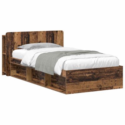 vidaXL Rám postele so skladom Staré drevo 80 x 200 cm Kompozitné drevo