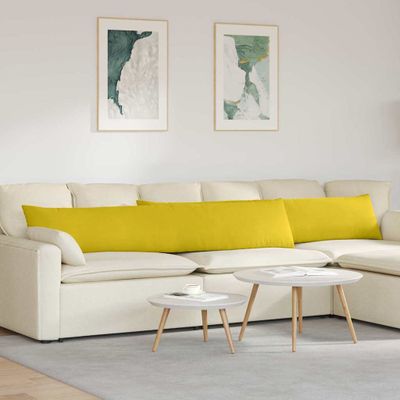 vidaXL Vankúše na pohovku 2 pcs Žltá 200 x 40 cm Kordúrová tkanina