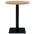 vidaXL Bistro stolík, MDF a oceľ, okrúhly, 60x75 cm, dubová farba