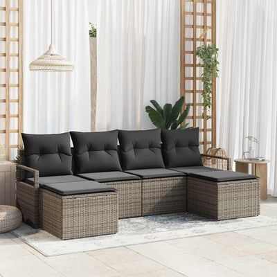 vidaXL Sada pohoviek 6 pcs Sivá polyratan