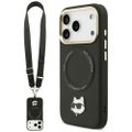 Puzdro Karl Lagerfeld Big Strap Choupette Metal Logo MagSafe pre iPhone 17 Pro čierna