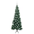 vidaXL Rohový umelý vianočný strom s 300 LED-i Zelená 180 cm PVC a kov