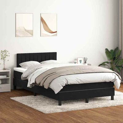 vidaXL Posteľný rám boxspring s matracom a LED čierny 120x210 cm zamat