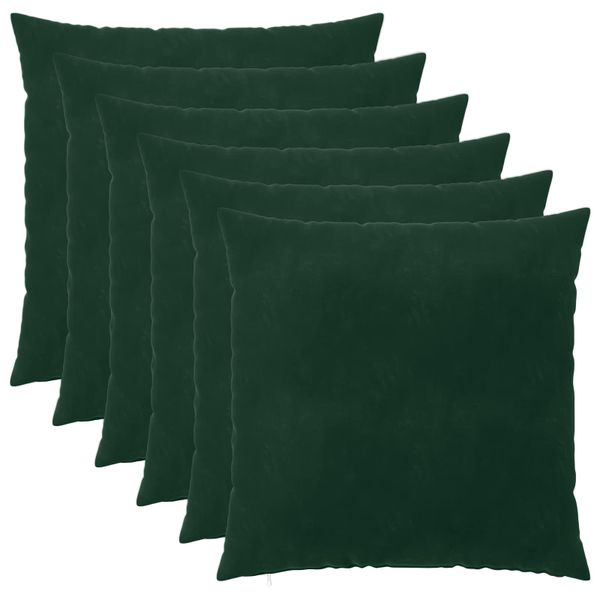 vidaXL Poťah na podložku 6 pcs HEERLEN Tmavozelená 60 x 60 cm Zamat