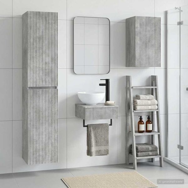 vidaXL Sada kúpeľňového nábytku 3 ks Betónovo sivá 33 x 34,5 x 160 cm