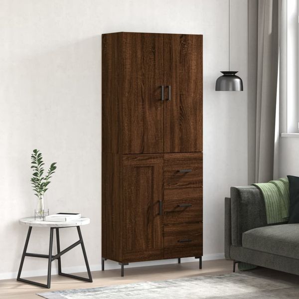 vidaXL Vysoká skrinka hnedý dub 69,5x34x180 cm spracované drevo
