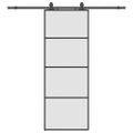 vidaXL Posuvné dvere s kovaním čierne 76x205 cm ESG sklo